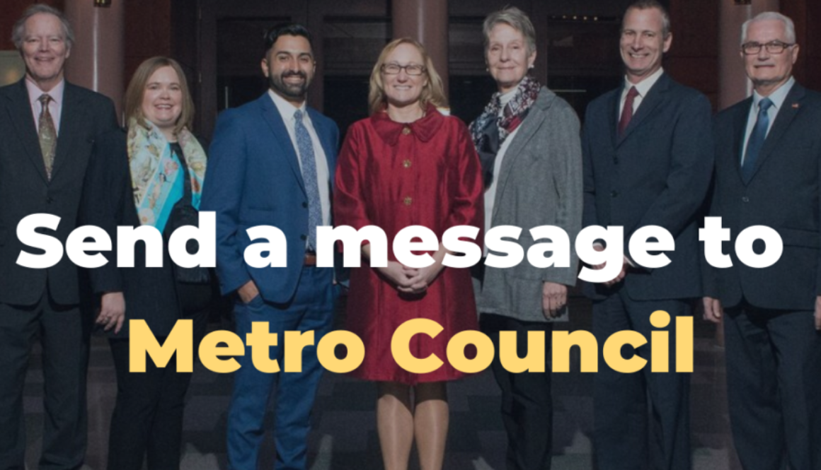 Image of Metro Councilors with text "Send a message to Metro Council"